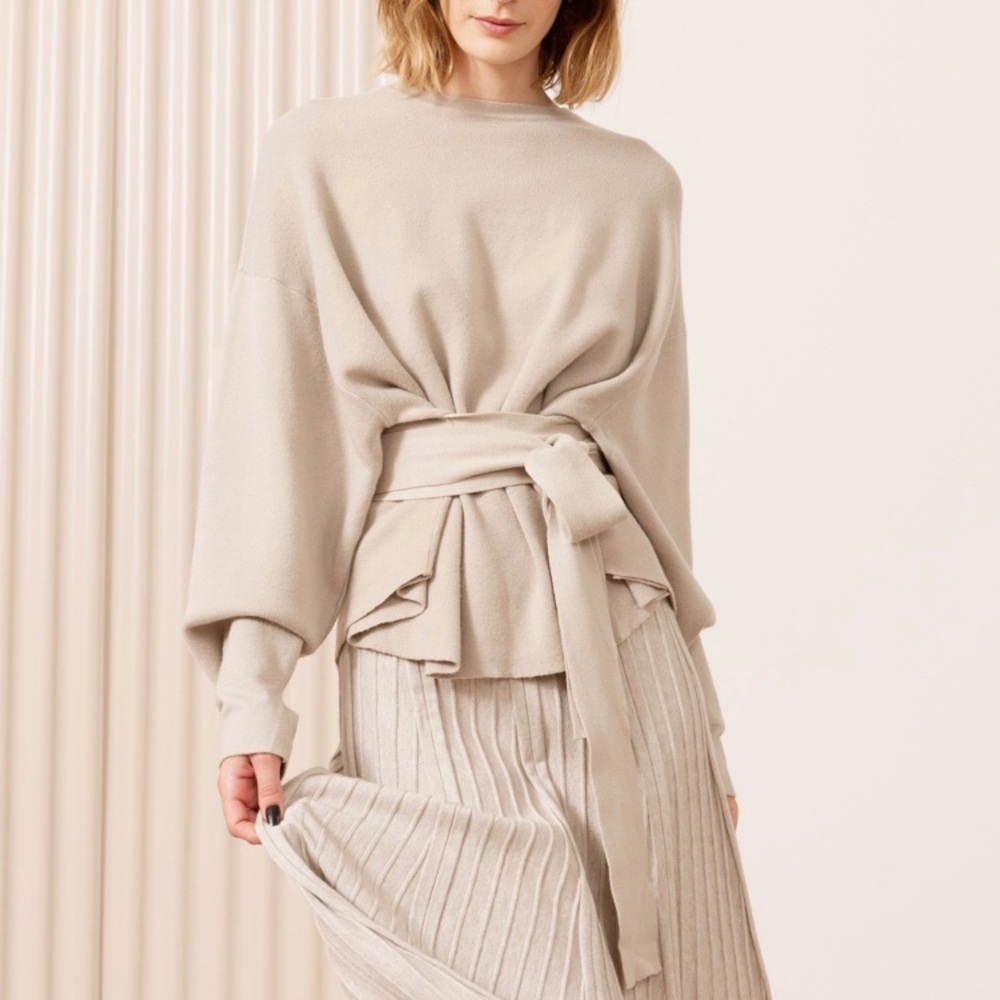 Oriane Tie-Front Oatmeal Sweater